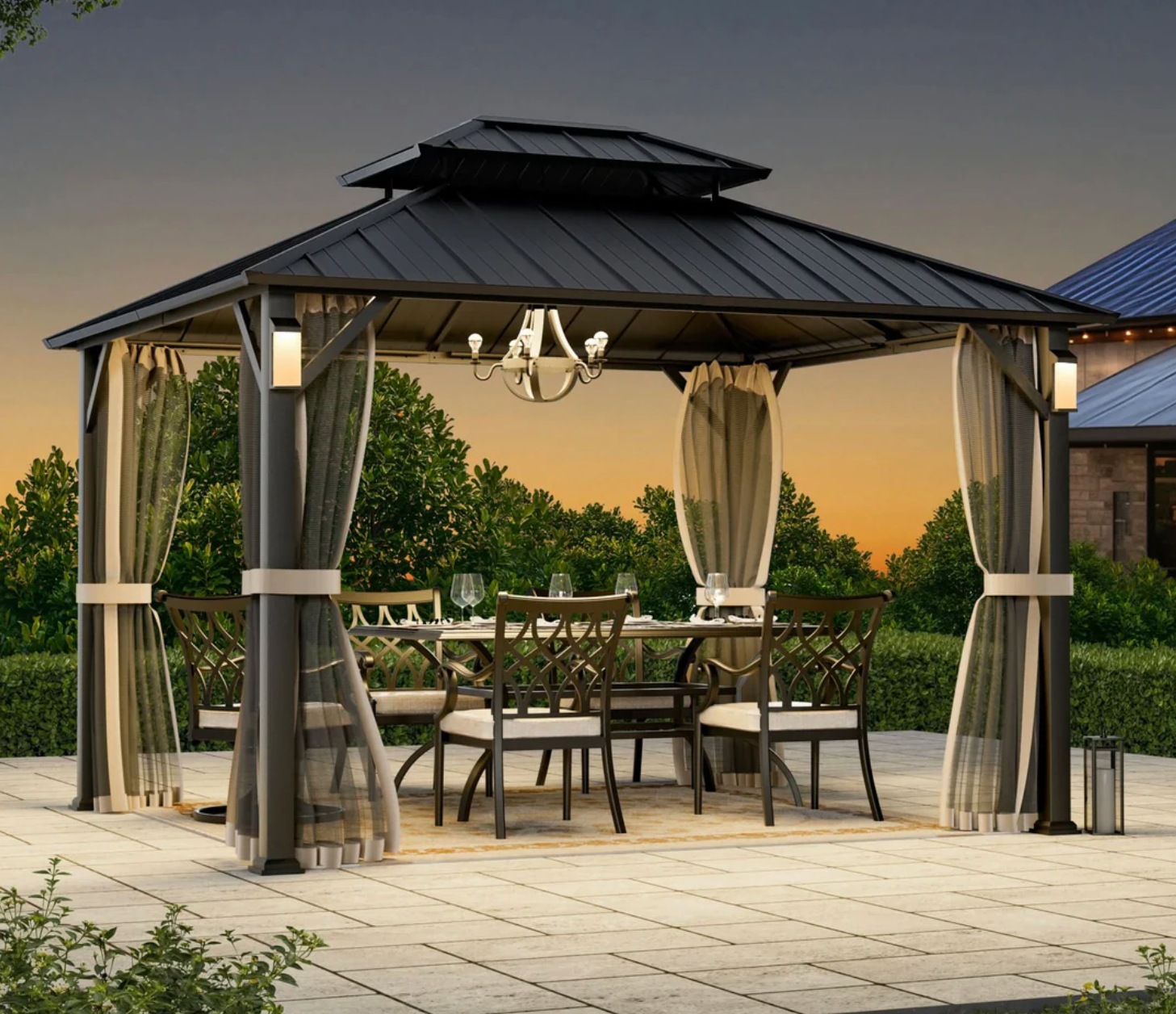 10'x12' The Horizon Metal Hardtop Gazebo